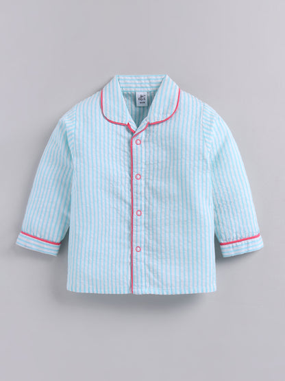 Pink Cotton Typography Full Sleeve Night Suit