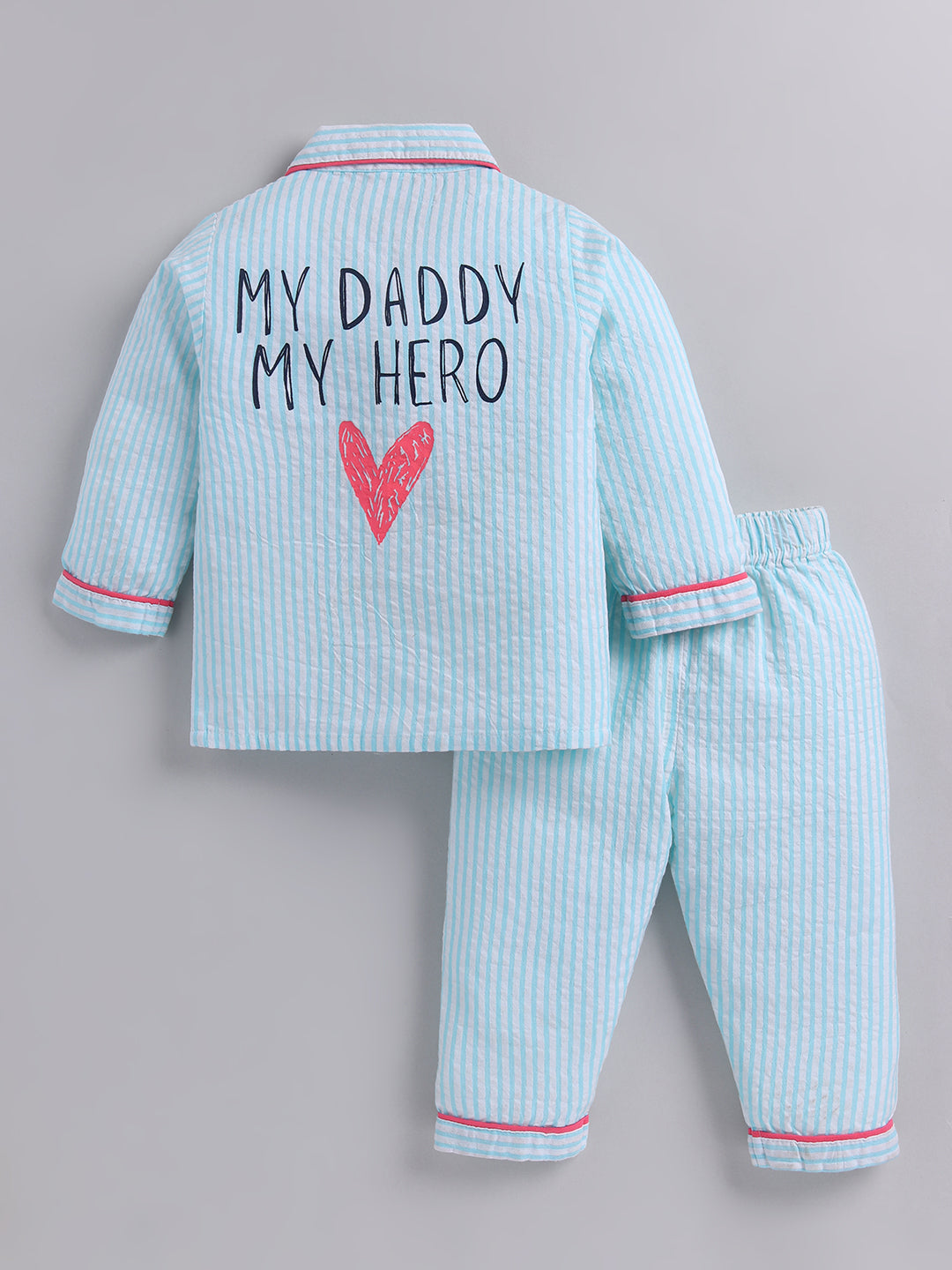Pink Cotton Typography Full Sleeve Night Suit