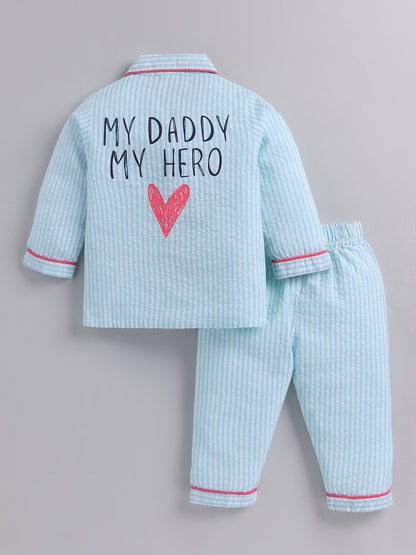 Pink Cotton Typography Full Sleeve Night Suit