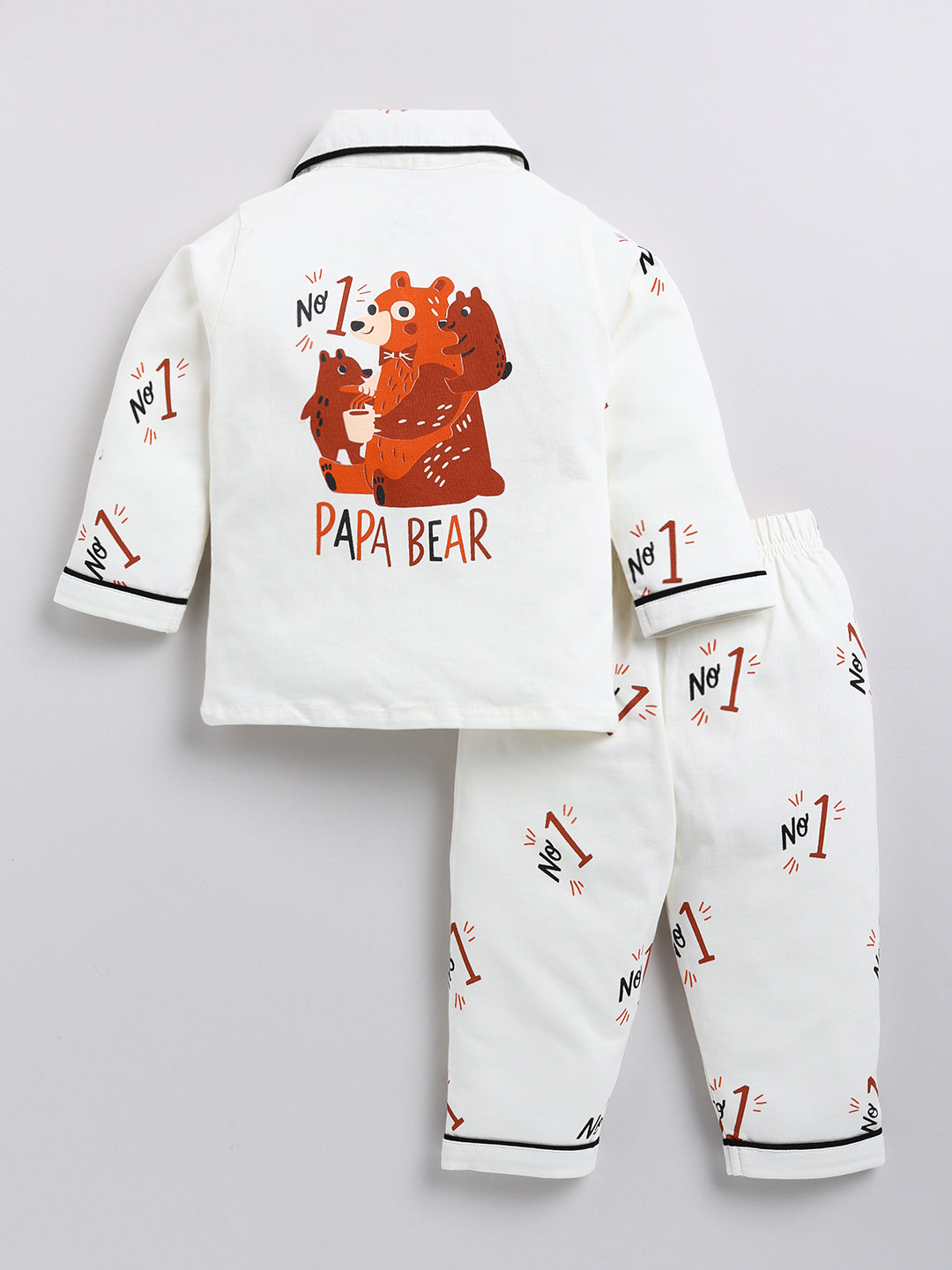 Off-white "Papa Bear" Full Sleeve Night Suit