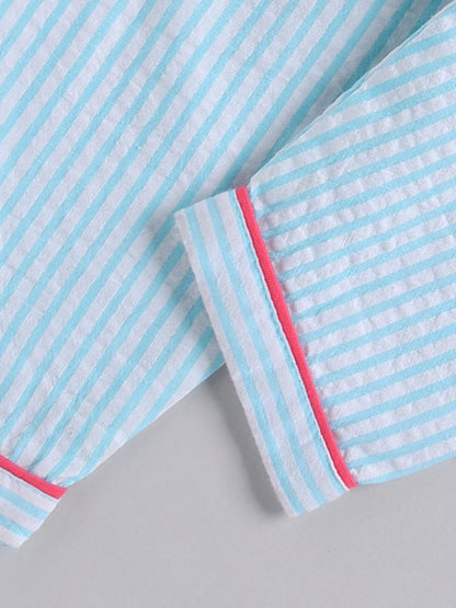 Pink Cotton Typography Full Sleeve Night Suit