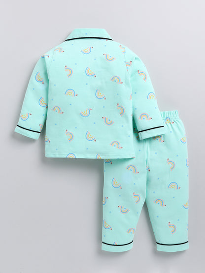 Sea Green Rainbow Full sleeve Night Suit