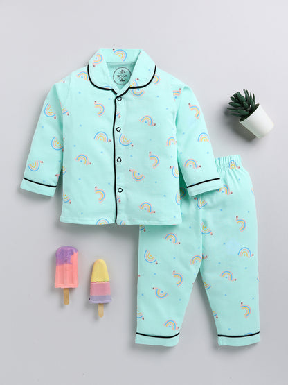 Sea Green Rainbow Full sleeve Night Suit