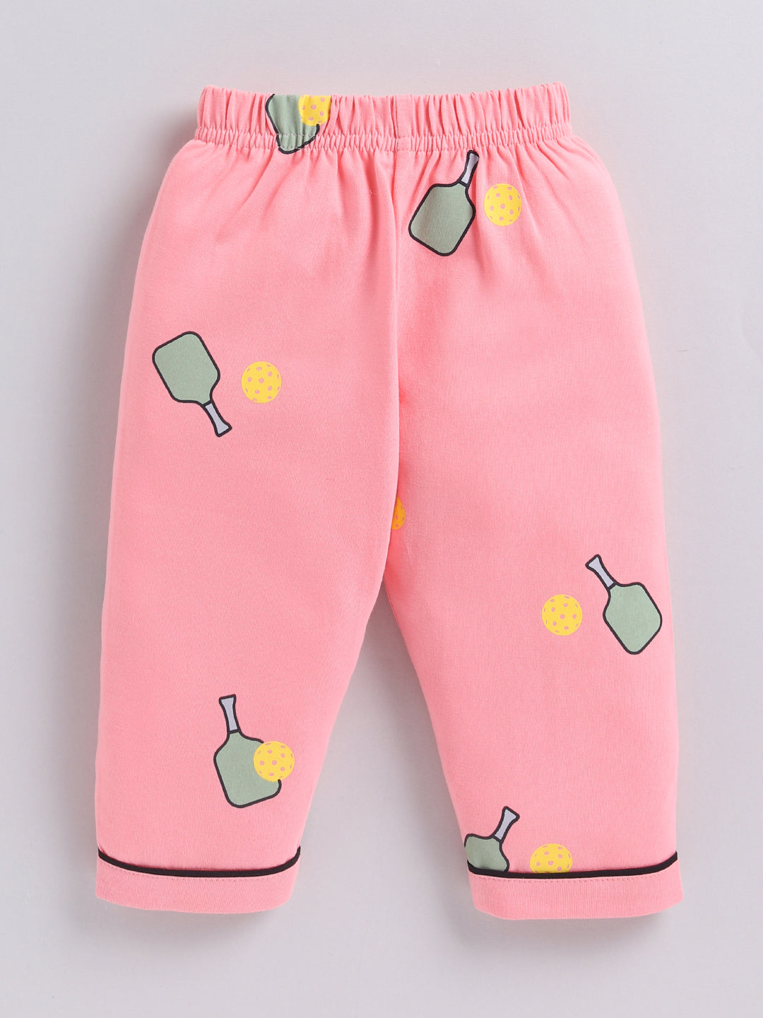 Pink Graphic Cotton Short Sleeves Night Suit