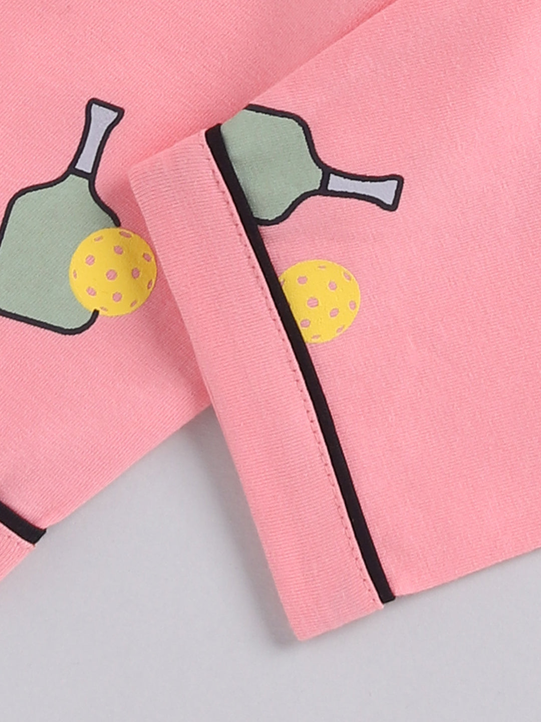 Pink Graphic Cotton Short Sleeves Night Suit