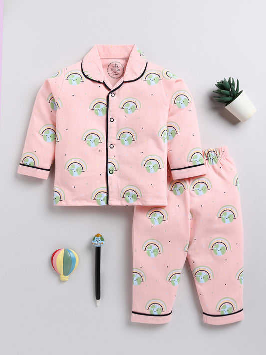 Pink Graphic Full Sleeve Night Suit