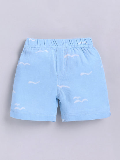 Blue Graphic Cotton Short Sleeves Co-ord Set