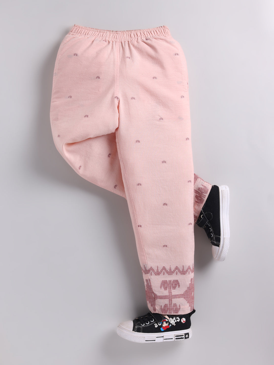 Peach Ethnic Motifs Cotton Full Sleeves Full Night Suit