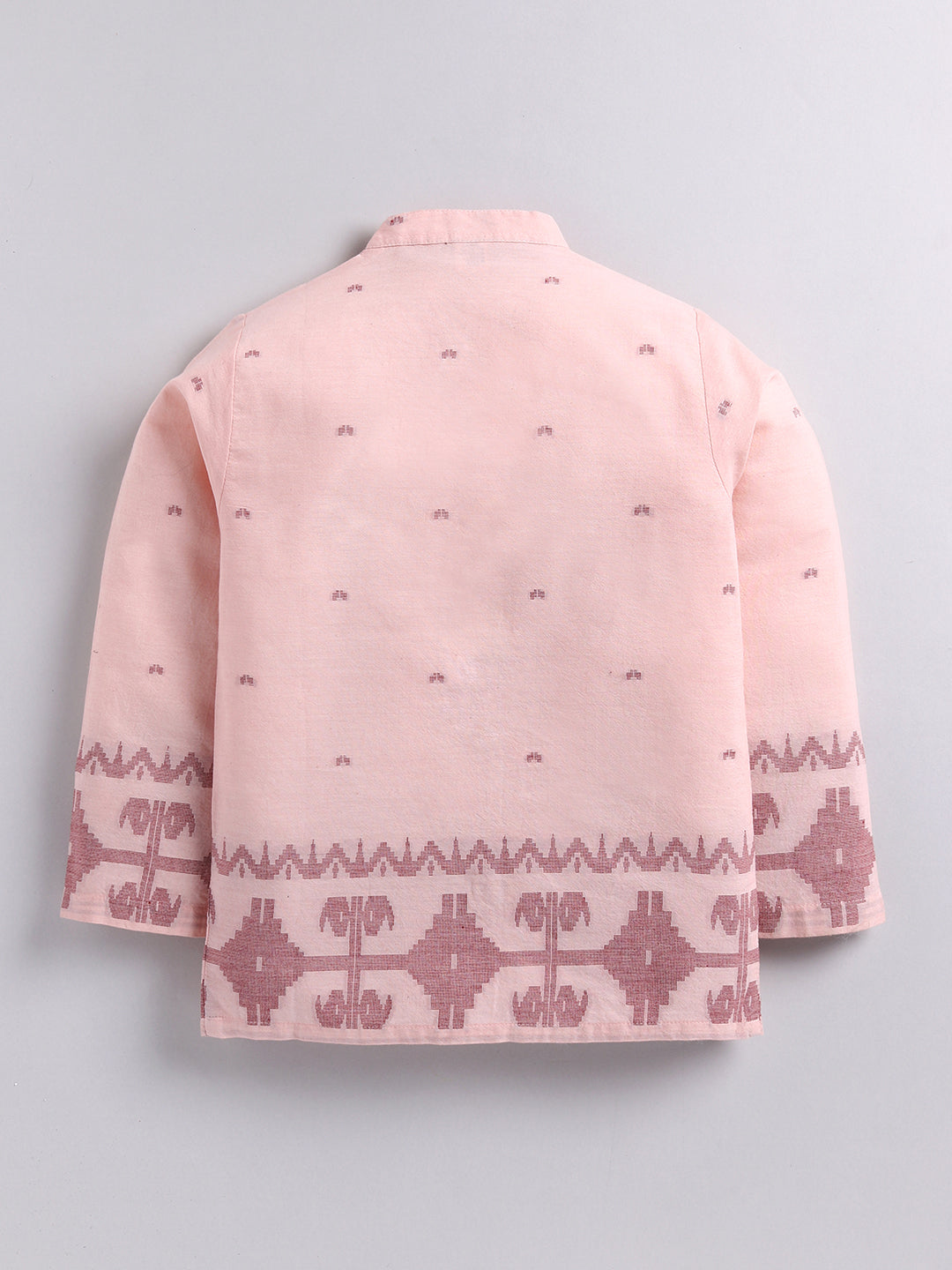 Peach Ethnic Motifs Cotton Full Sleeves Full Night Suit