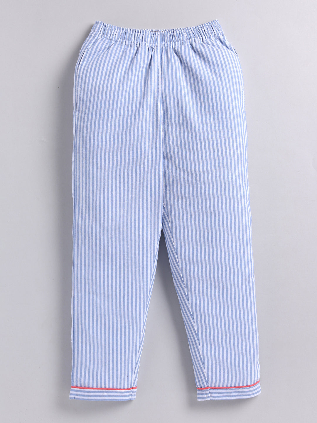 Blue Typography Cotton Full Sleeves Full Night Suit