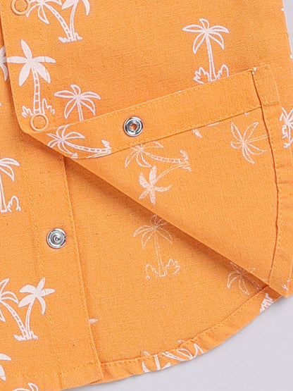 Orange Tropical Cotton Short Sleeves Co-ord Set