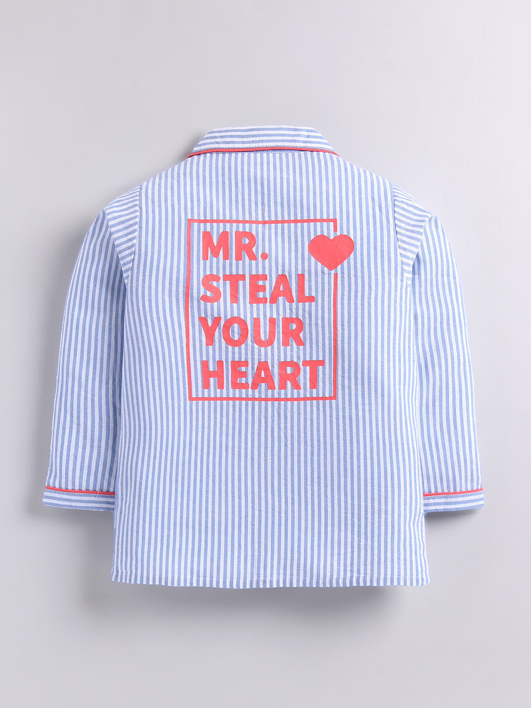 Blue Typography Cotton Full Sleeves Full Night Suit