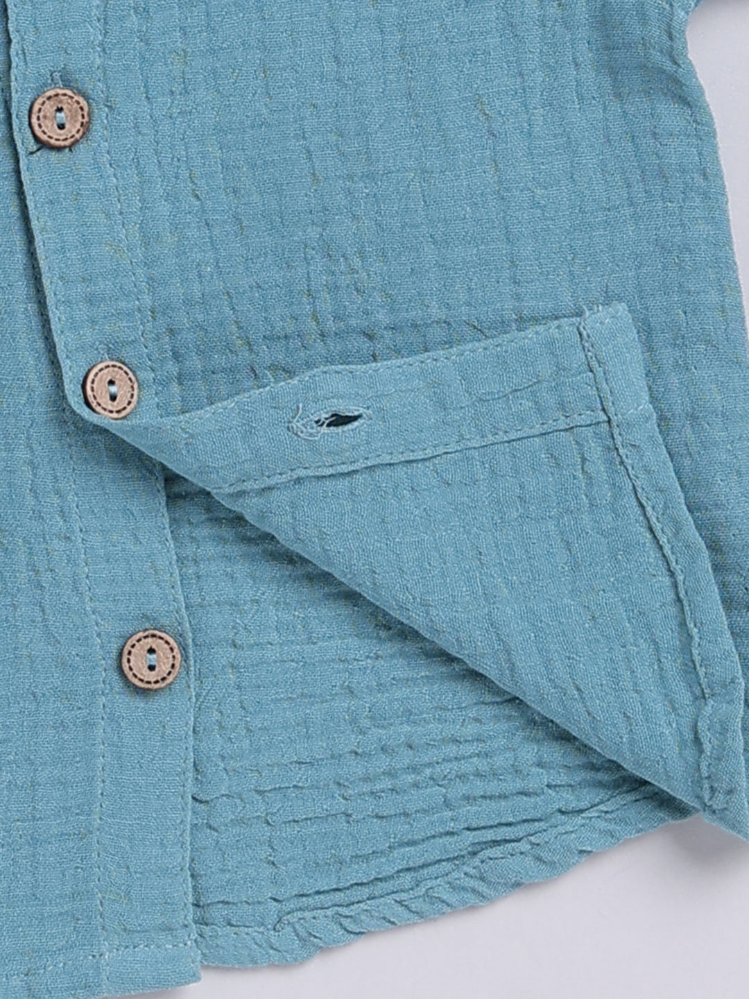 Blue Solid Cotton Short Sleeves Co-ord Set