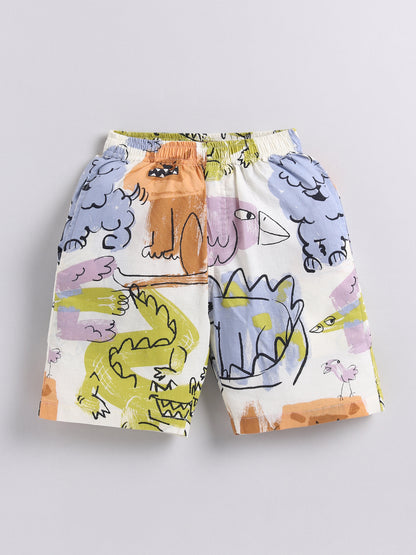Multi Animal Cotton Short Sleeves Co-ord Set
