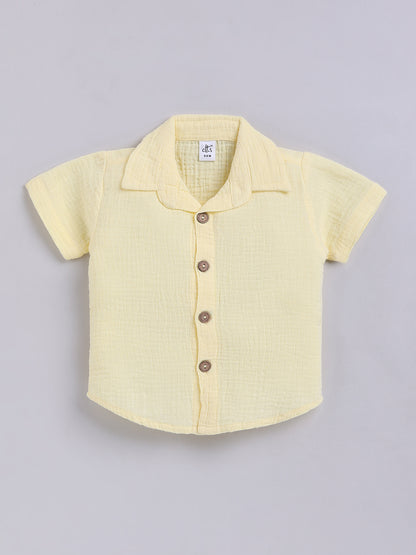 Yellow Solid Cotton Short Sleeves Co-ord Set