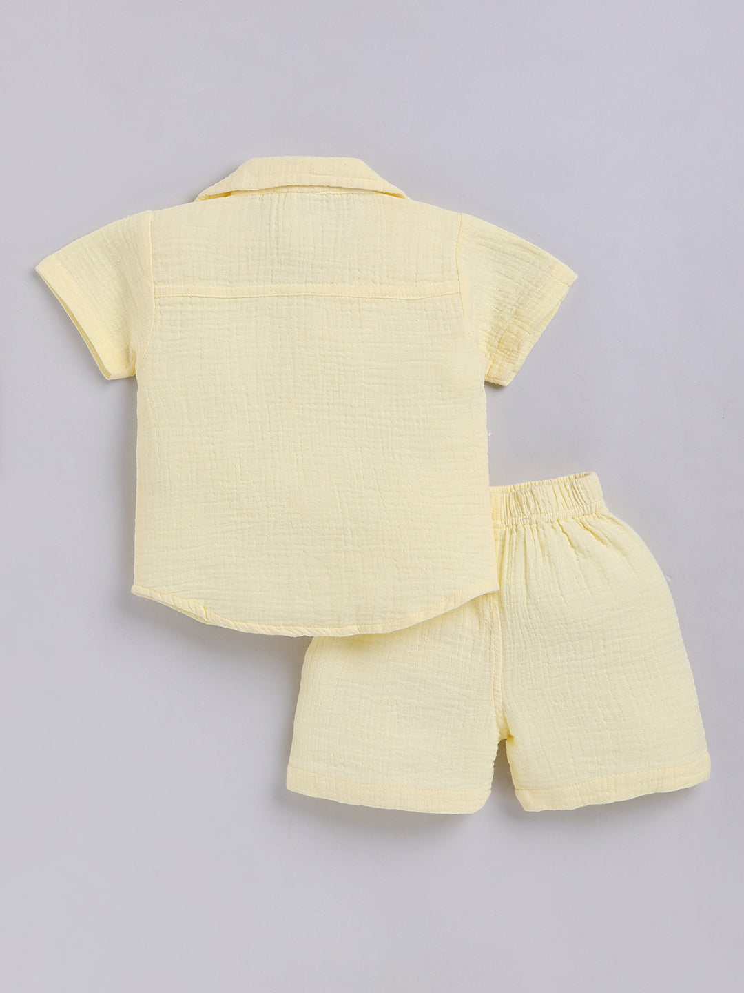 Yellow Solid Cotton Short Sleeves Co-ord Set