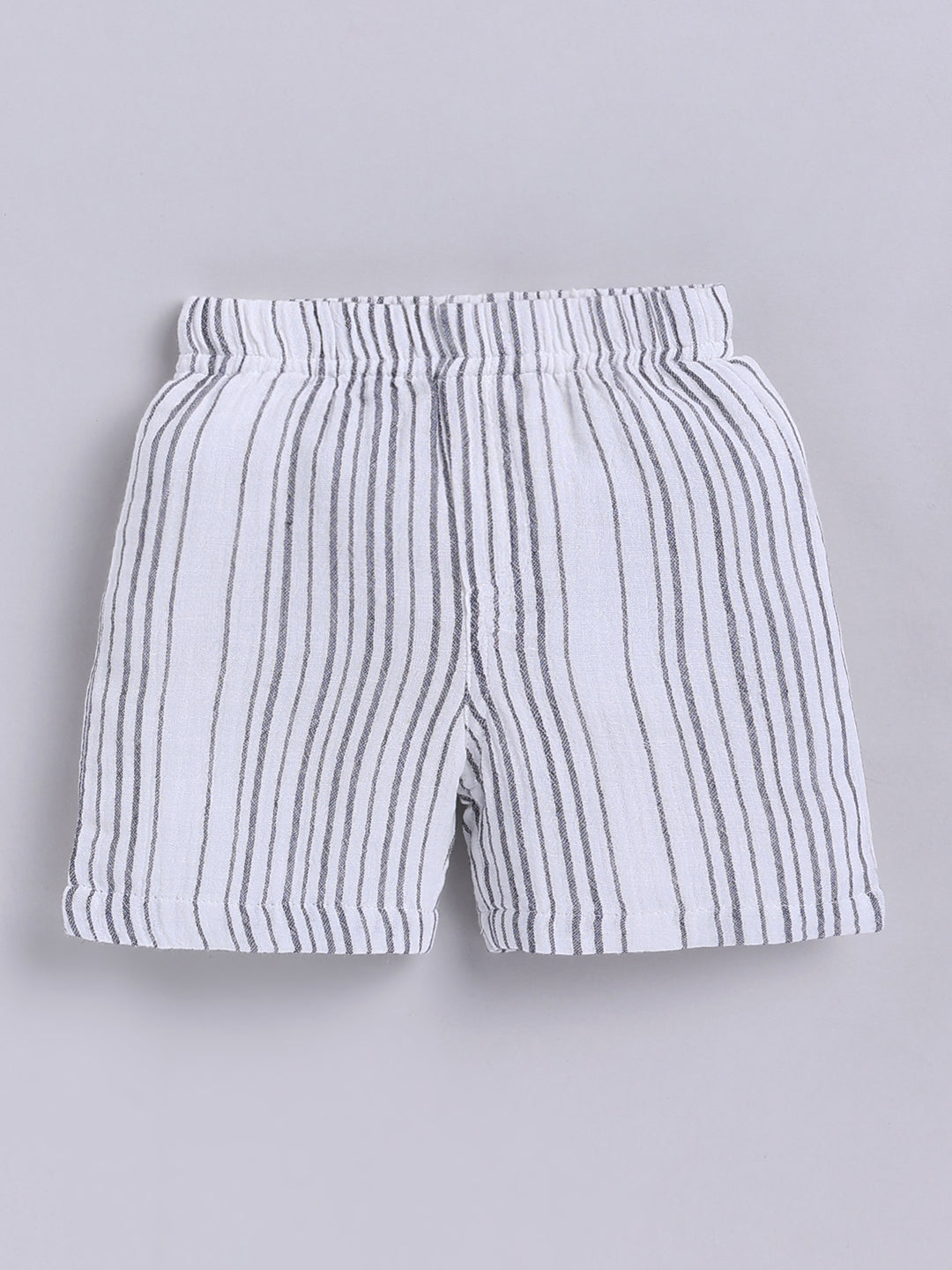 Charcoal Striped Cotton Short Sleeves Co-ord Set