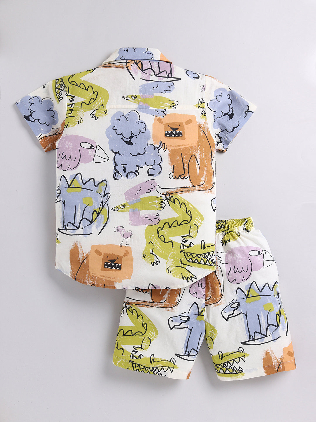 Multi Animal Cotton Short Sleeves Co-ord Set