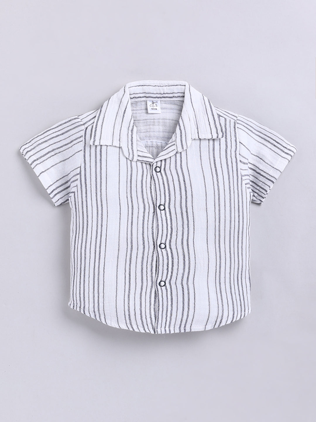 Charcoal Striped Cotton Short Sleeves Co-ord Set