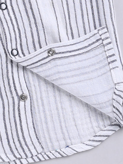 Charcoal Striped Cotton Short Sleeves Co-ord Set