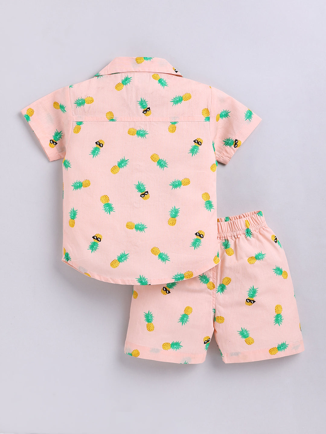 Peach Tropical Cotton Short Sleeves Co-ord Set