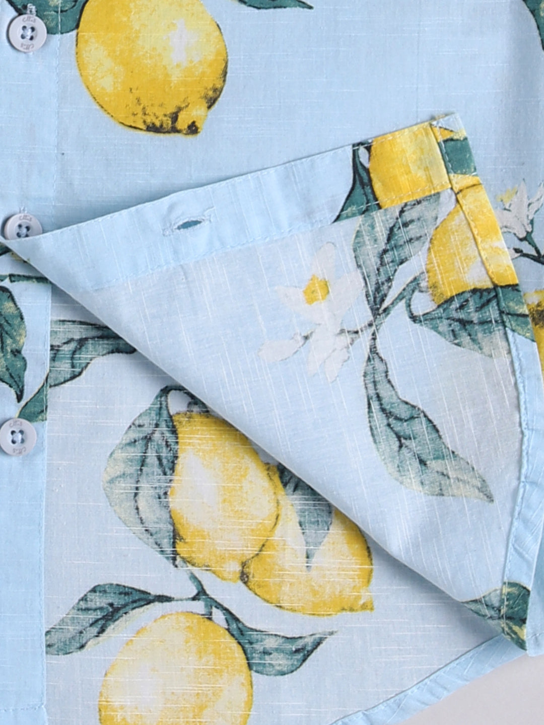 Blue Tropical Cotton Short Sleeves Co-ord Set