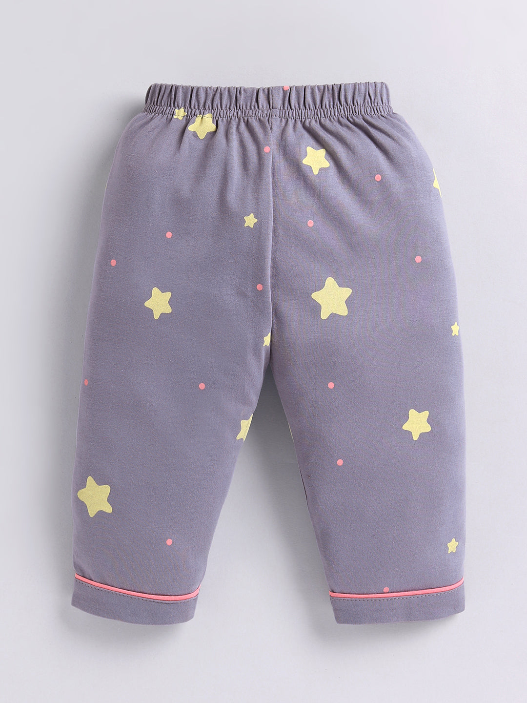 Grey Cotton Typography Full Sleeve Night Suit