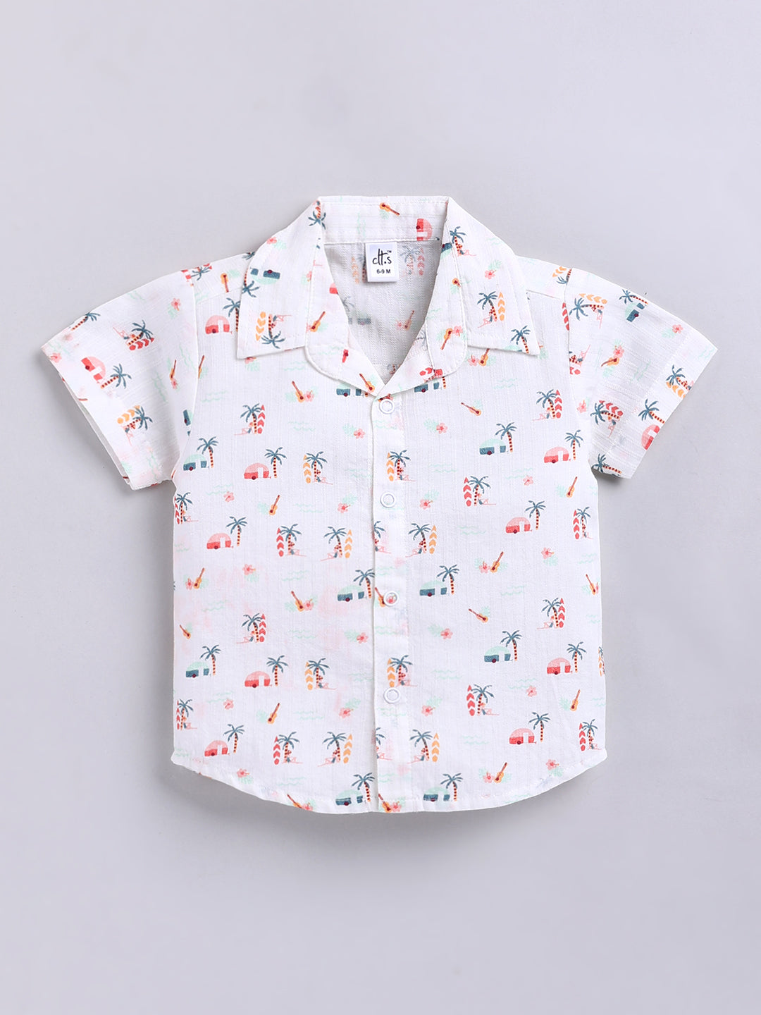 White Tropical Cotton Short Sleeves Co-ord Set