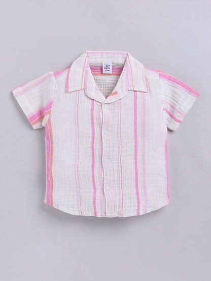Multi Striped Cotton Short Sleeves Co-ord Set