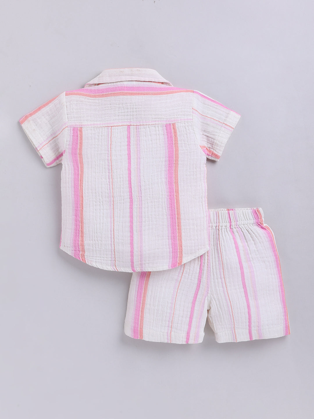 Multi Striped Cotton Short Sleeves Co-ord Set