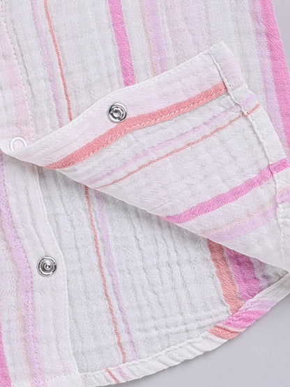 Multi Striped Cotton Short Sleeves Co-ord Set