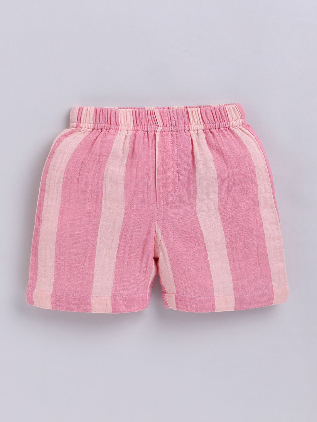 Pink Striped Cotton Short Sleeves Co-ord Set