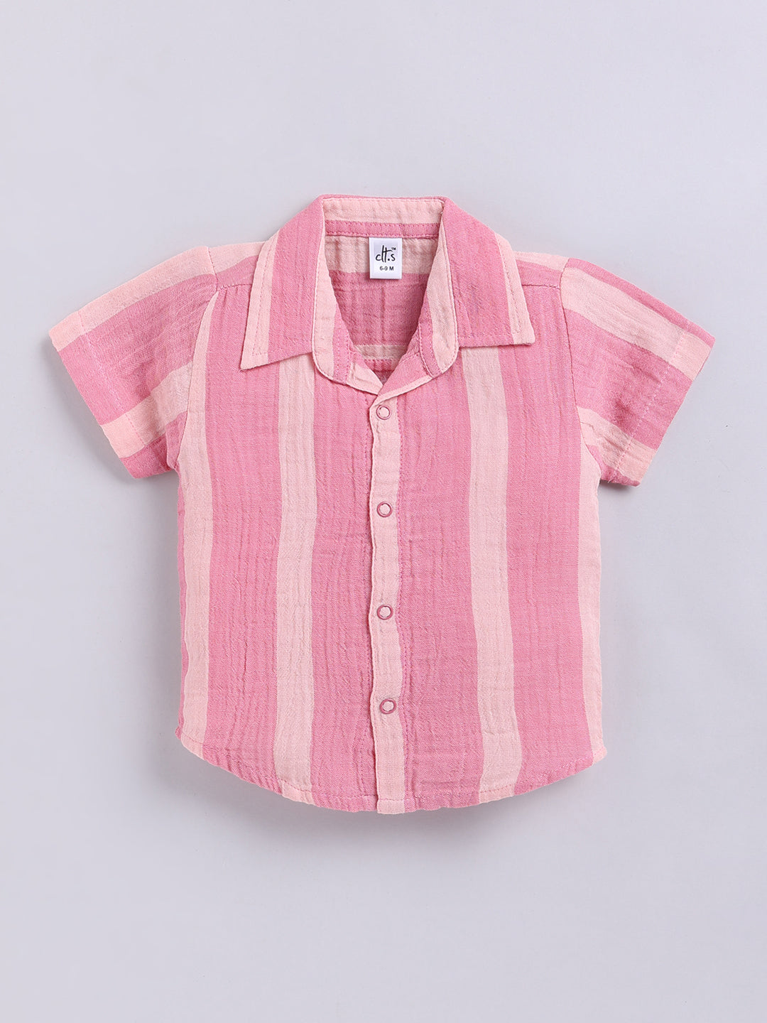 Pink Striped Cotton Short Sleeves Co-ord Set