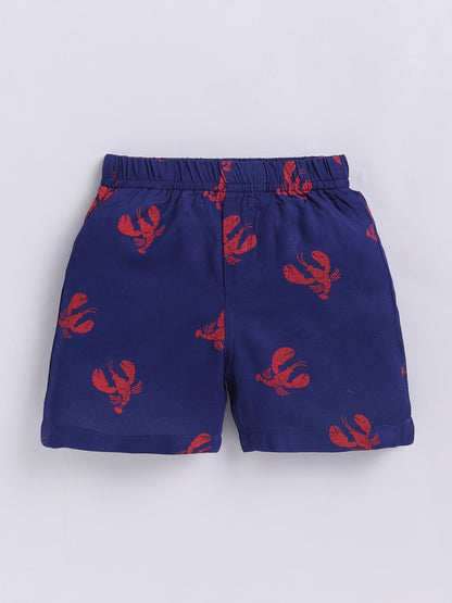 Blue Animal Print Cotton Short Sleeves Co-ord Set