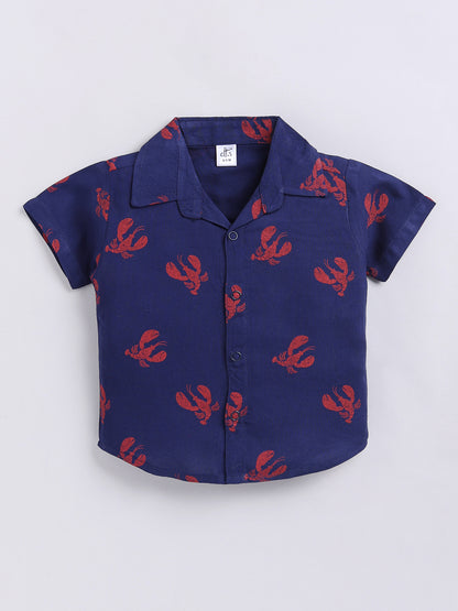 Blue Animal Print Cotton Short Sleeves Co-ord Set