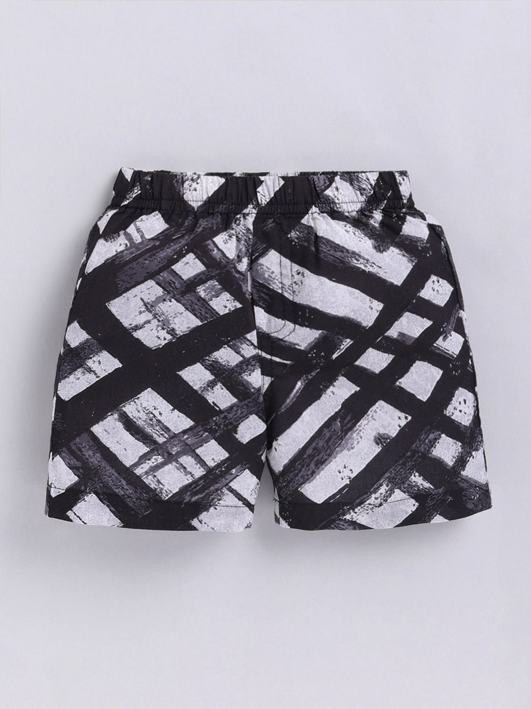 Black Striped Cotton Short Sleeves Co-ord Set