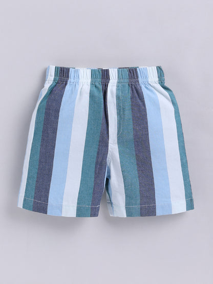 Multi Striped Cotton Short Sleeves Co-ord Set