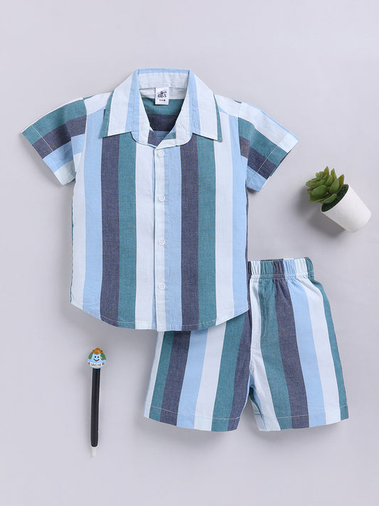 Multi Striped Cotton Short Sleeves Co-ord Set