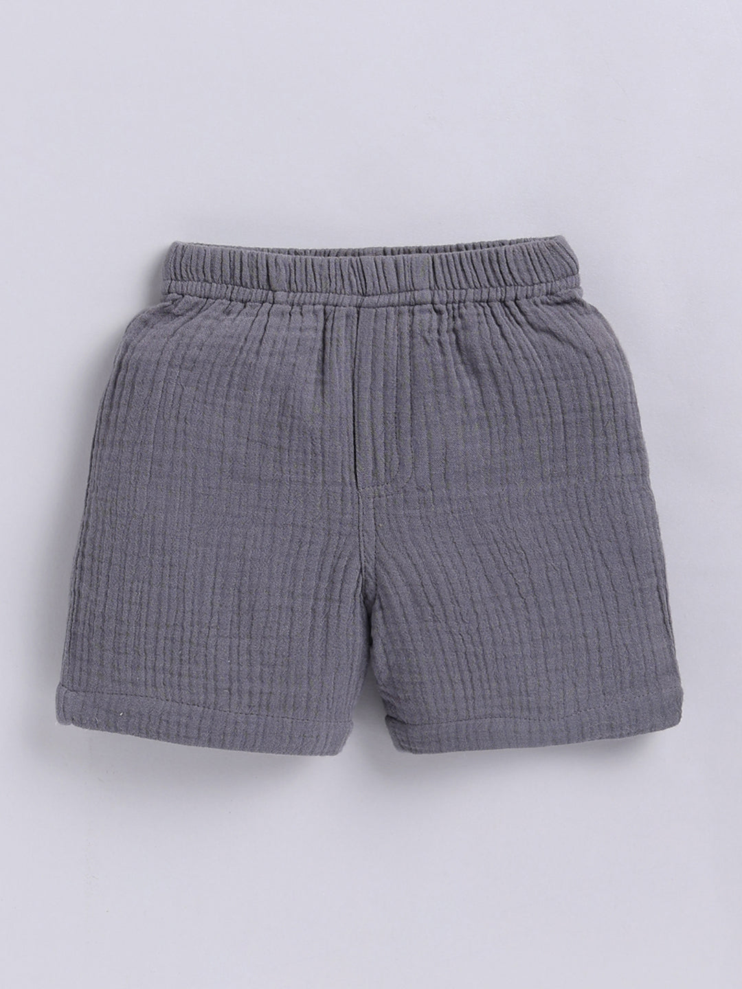 Grey Solid Cotton Short Sleeves Co-ord Set
