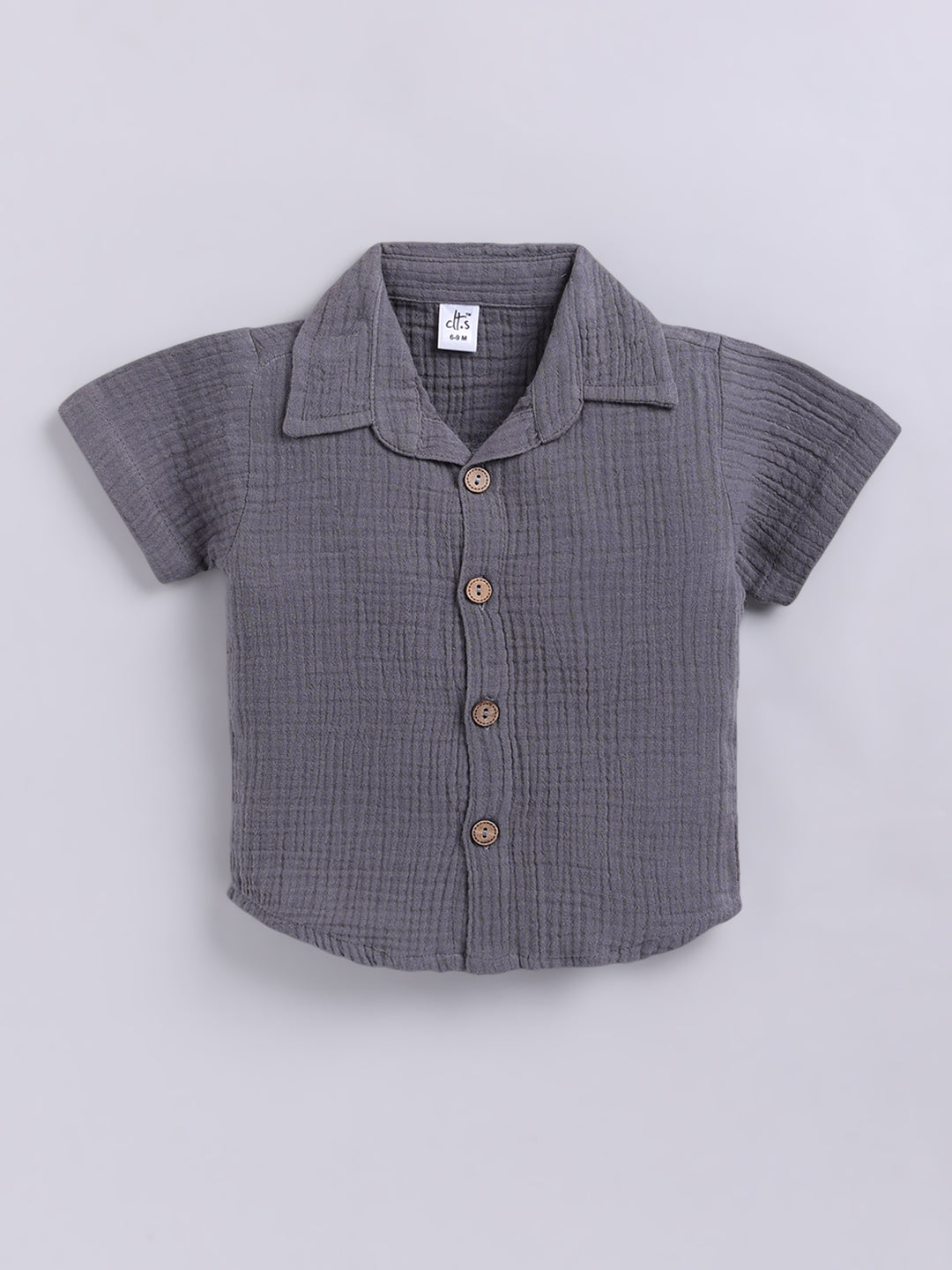 Grey Solid Cotton Short Sleeves Co-ord Set