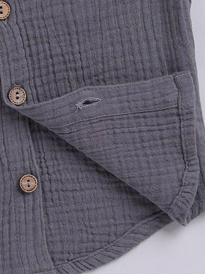 Grey Solid Cotton Short Sleeves Co-ord Set