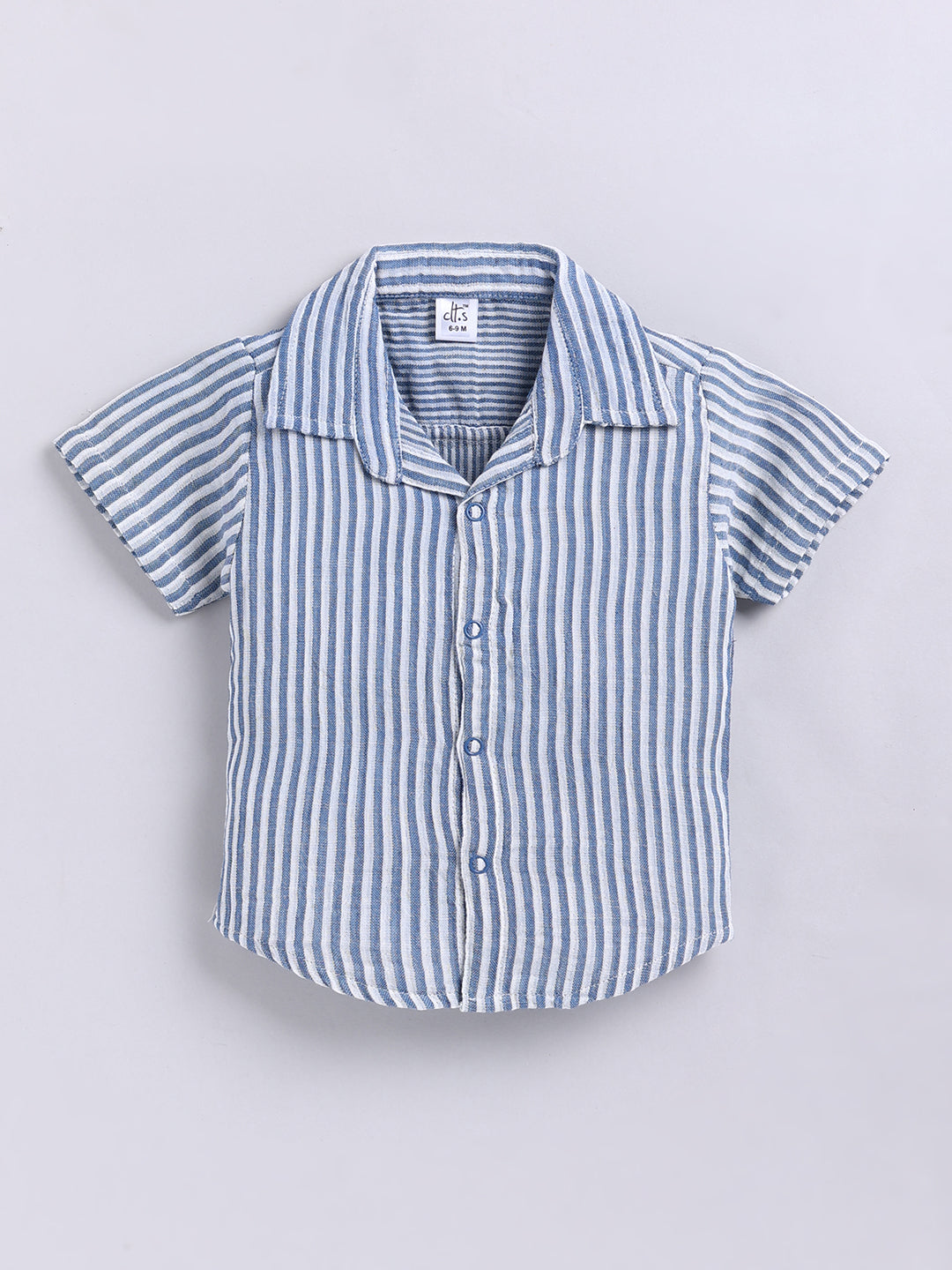 Blue Striped Cotton Short Sleeves Co-ord Set