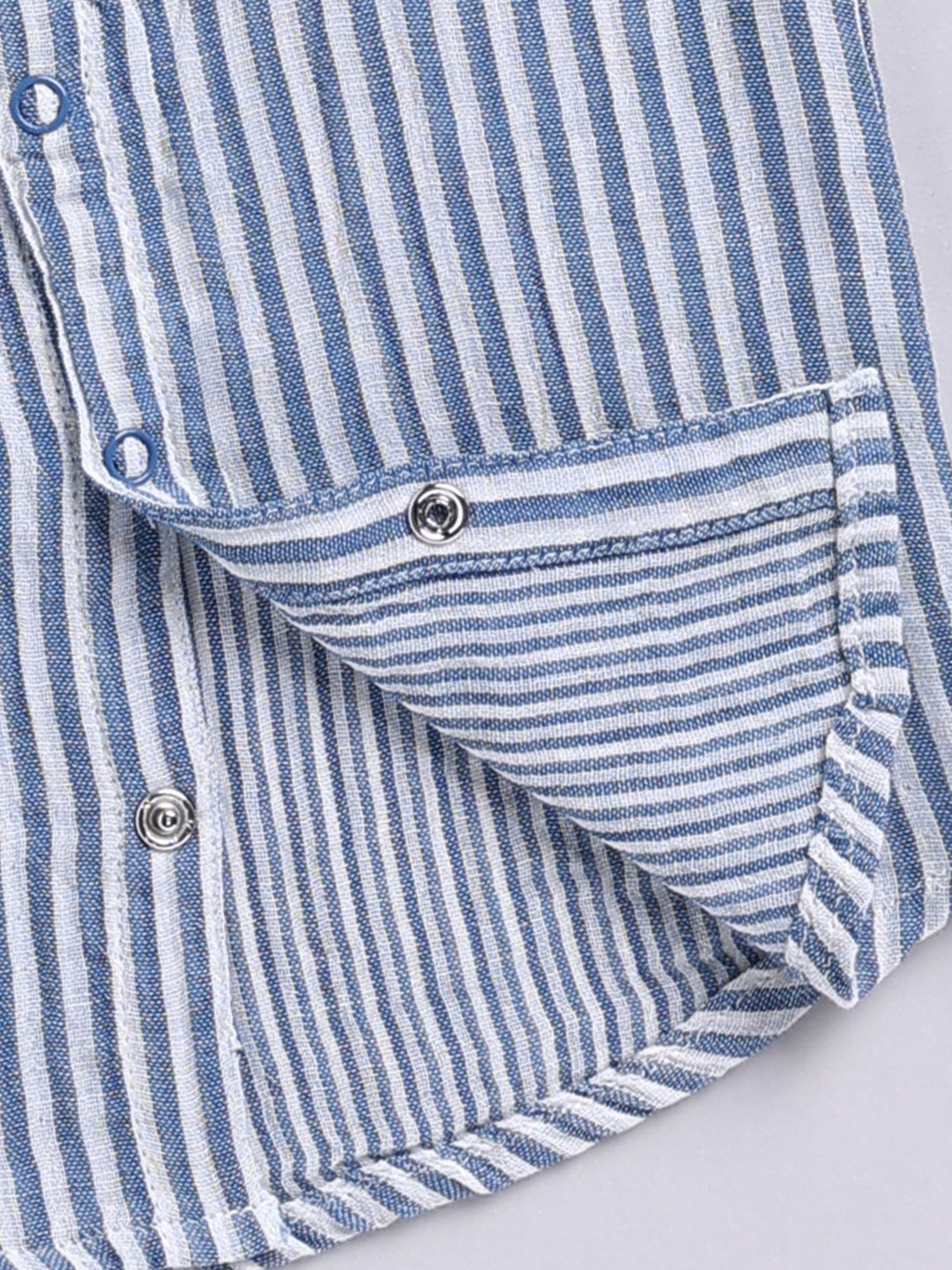 Blue Striped Cotton Short Sleeves Co-ord Set