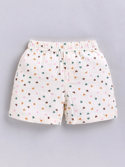 Cream "Hearts" Cotton Short Sleeves Co-ord Set