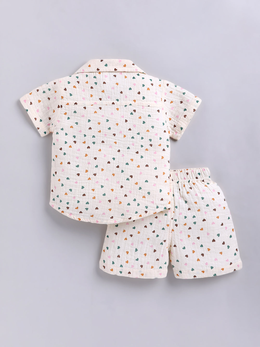 Cream "Hearts" Cotton Short Sleeves Co-ord Set