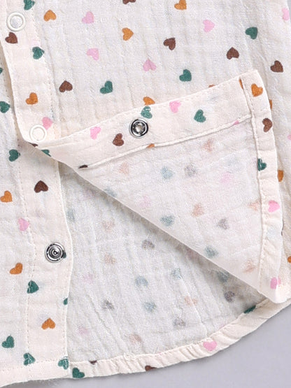 Cream "Hearts" Cotton Short Sleeves Co-ord Set