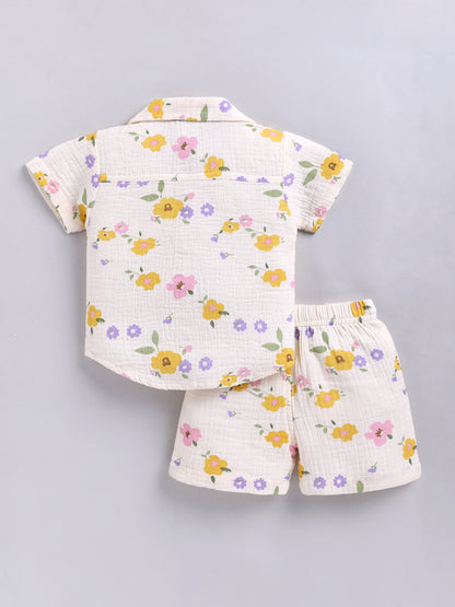 Multi Floral Cotton Short Sleeves Co-ord Set