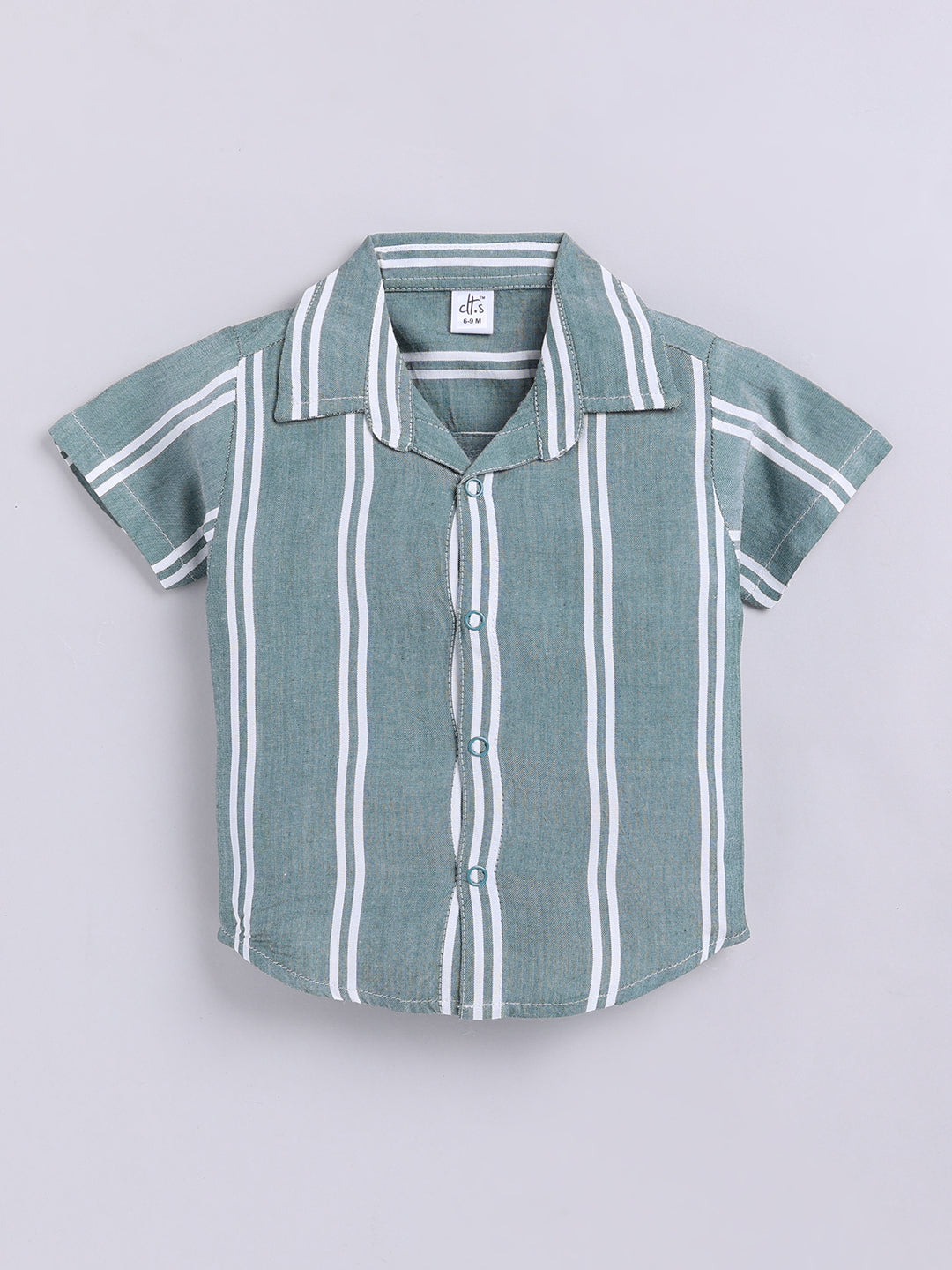 Green Striped Cotton Short Sleeves Co-ord Set