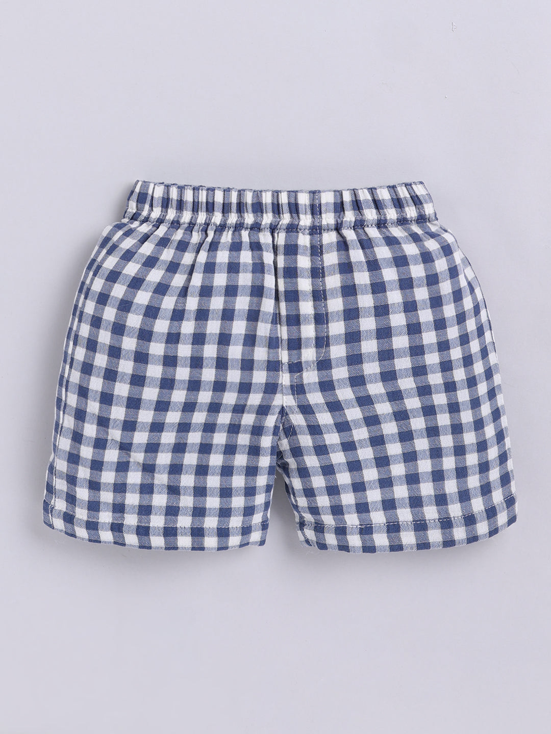Blue Checked Cotton Short Sleeves Co-ord Set
