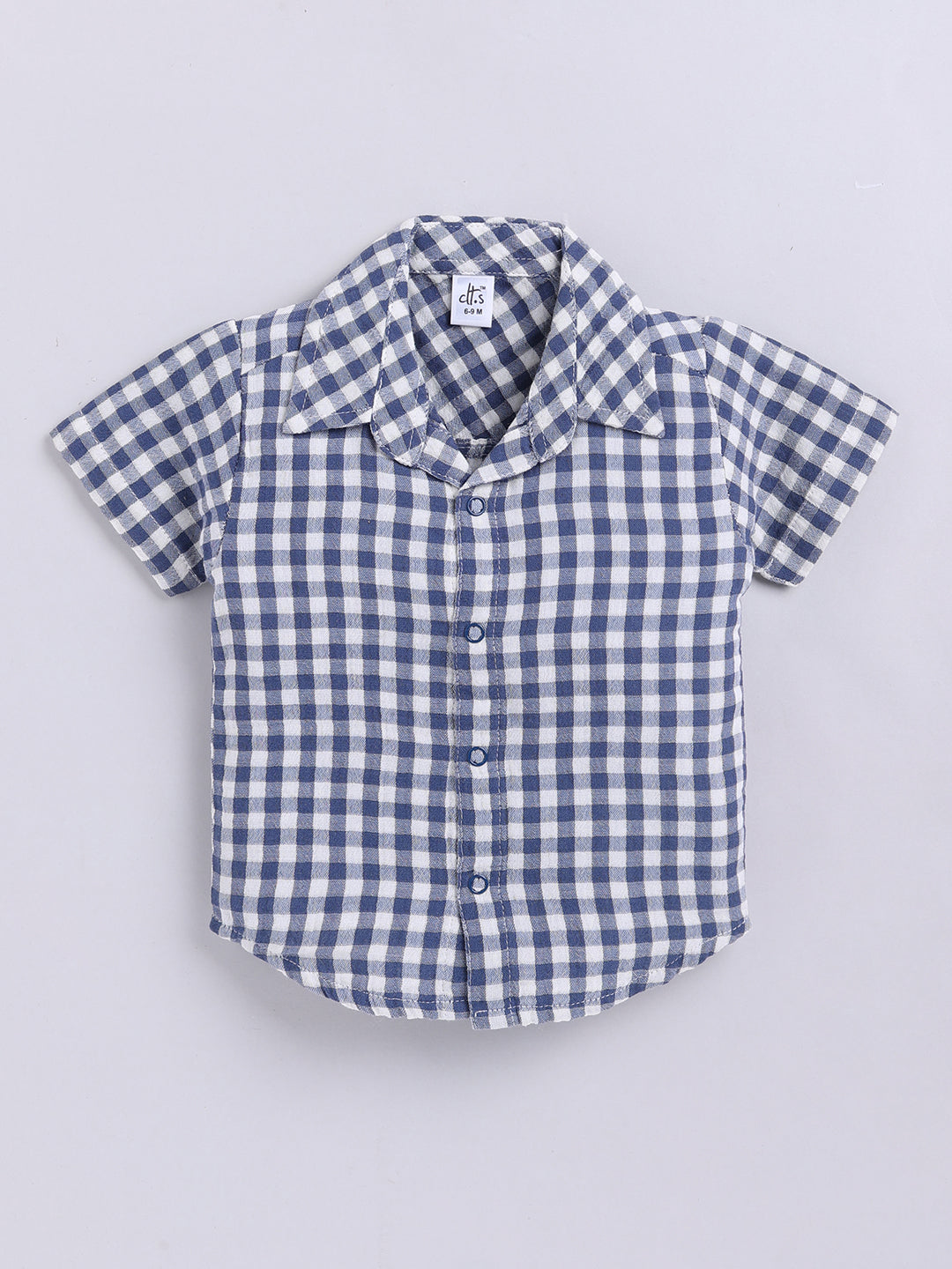 Blue Checked Cotton Short Sleeves Co-ord Set
